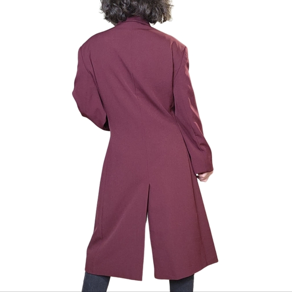 Size 18 Blazer Trench coat Collared long sleeves Wine color JOHN MEYER - Picture 4 of 15